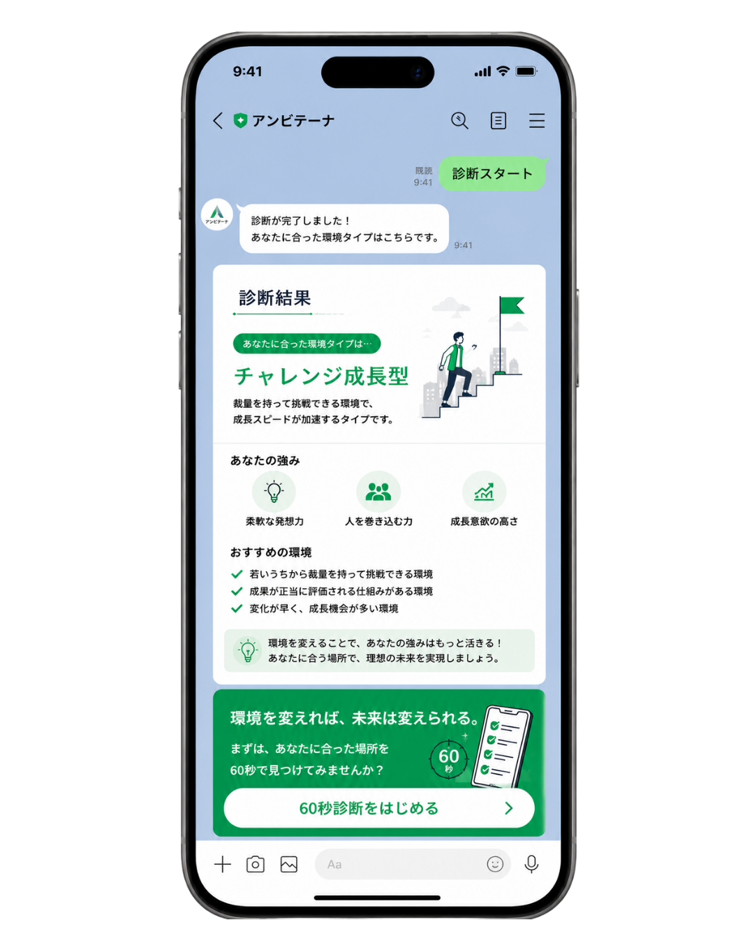 LINEで届く診断結果のイメージ画面
